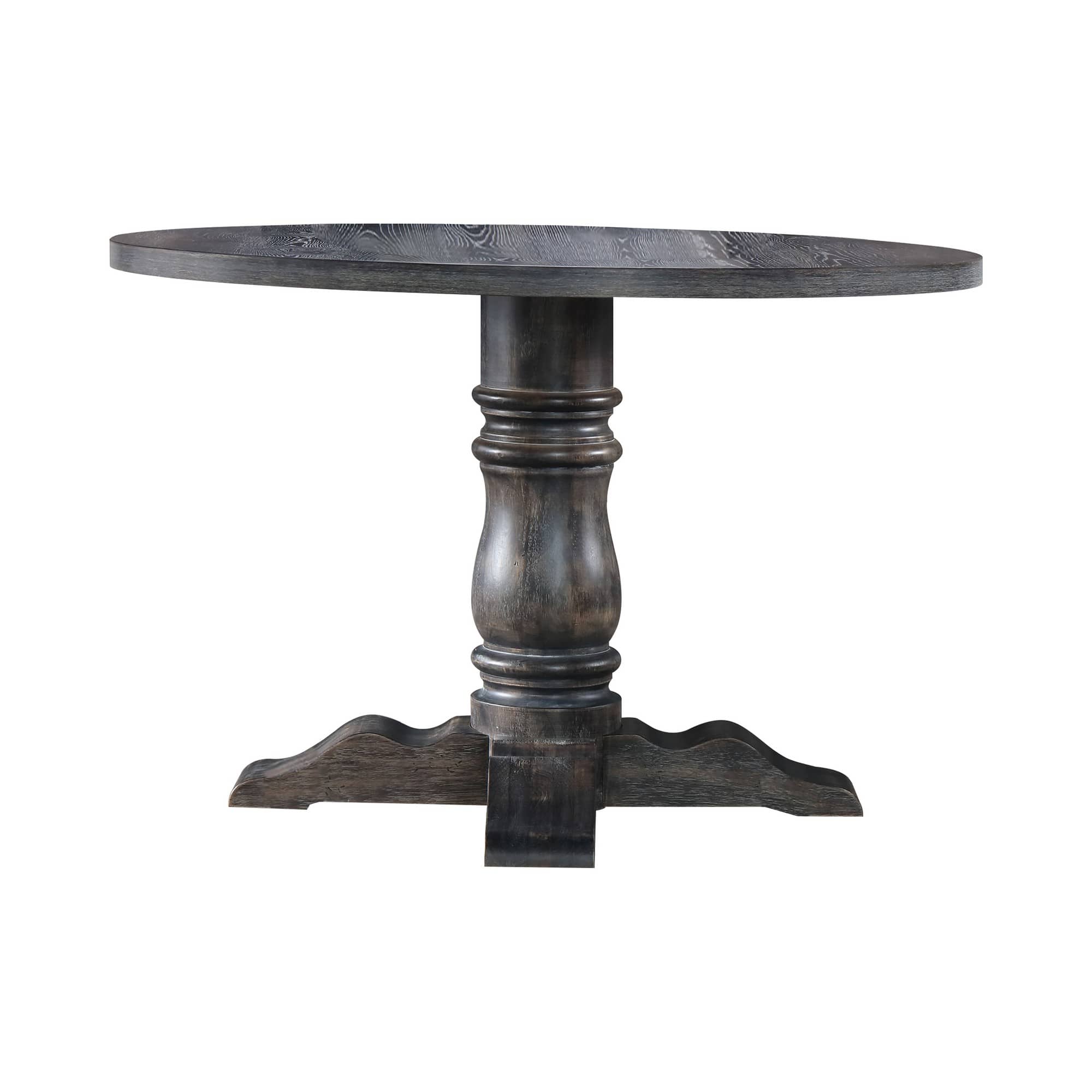Manhattan Lane - Wooden Round Dining Table With Heavy Pedestal Feet, Weathered - Gray