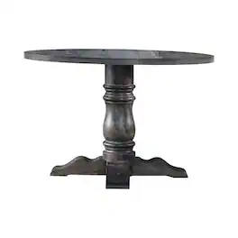 Manhattan Lane - Wooden Round Dining Table With Heavy Pedestal Feet, Weathered - Gray