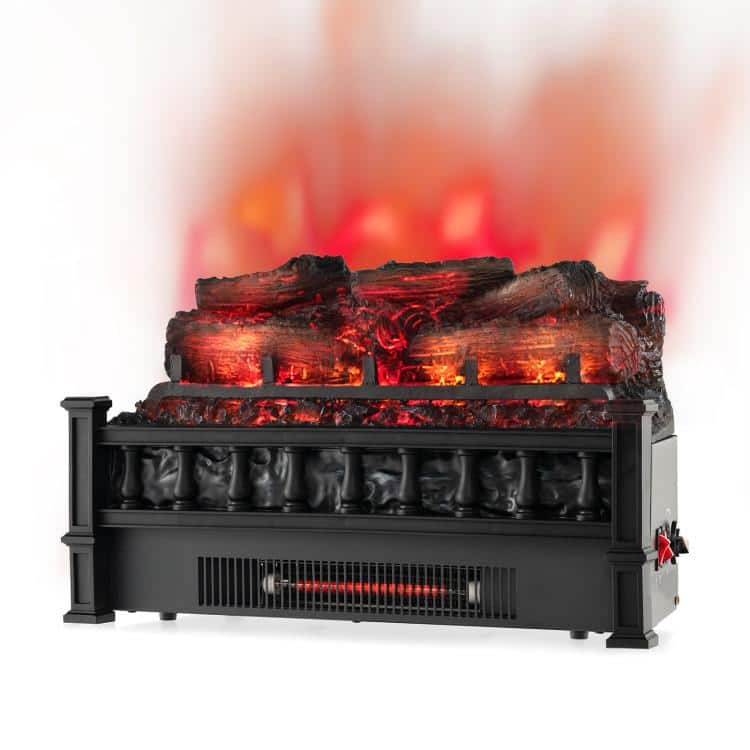 HONGGE - Electric Log Fireplace Heater with Realistic Flame and Quiet Operation - Black