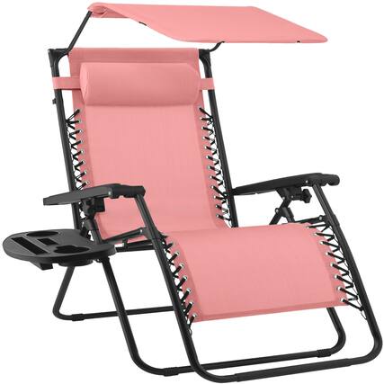 Front. Best Choice Products - Best Choice Products 30" Extra Wide Folding Zero Gravity Patio Lounge Chair w/Adjustable Canopy Shade - Pink - Pink.