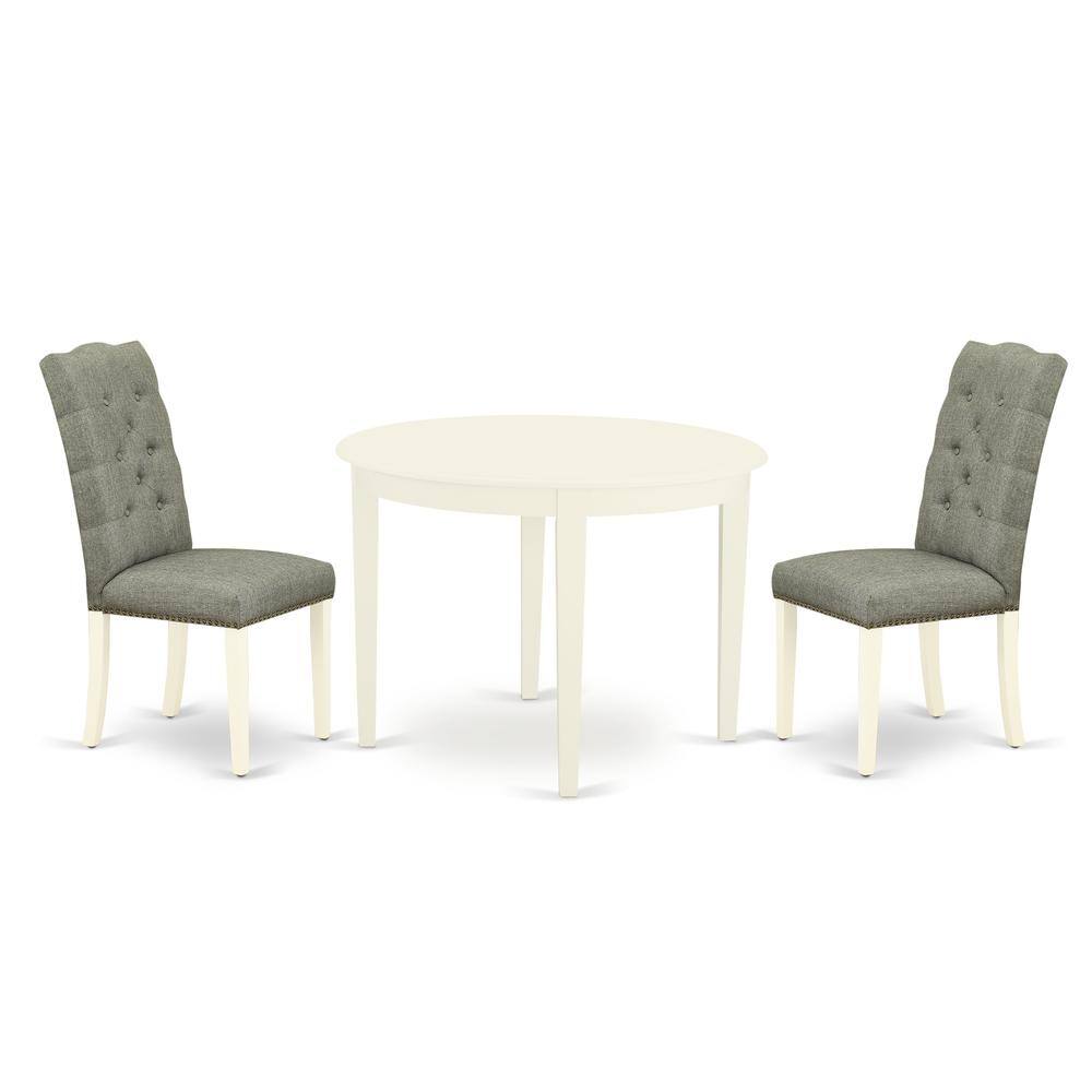 Back. East West Furniture - Dining Room Set Linen White - Brown.