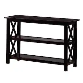 Manhattan Lane - Transitional Wooden Sofa Table With "X" Side Design & Two Shelves - Dark Brown