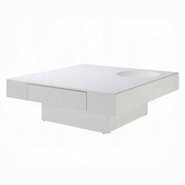 Manhattan Lane - Keya Coffee Table, 43 Inch Square Plinth Top, High Gloss White Finish - Glossy White