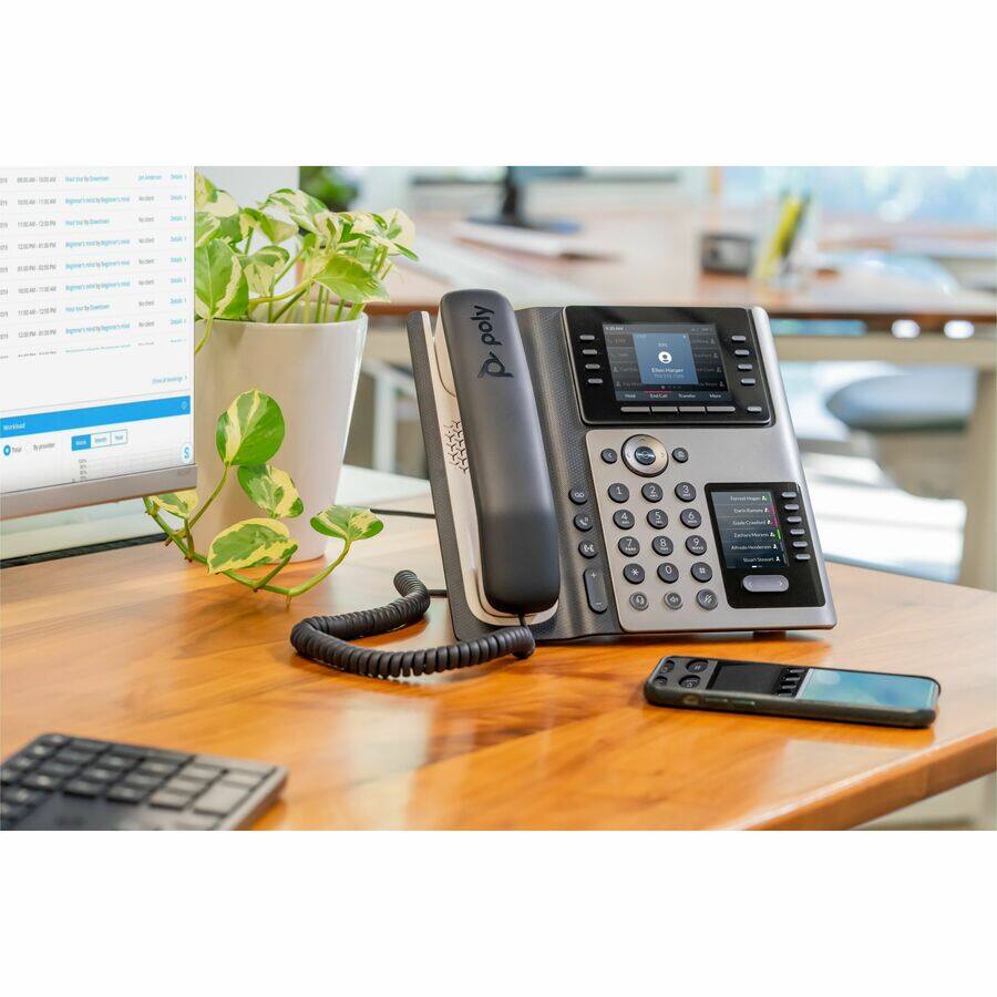 Alt View 1. HP - Poly Edge E450 IP Phone - Corded - Corded/Cordless - Bluetooth, NFC, Wi-Fi - 3 Multiple Conferencing - Desktop, Wall - White,Midnight Blue.
