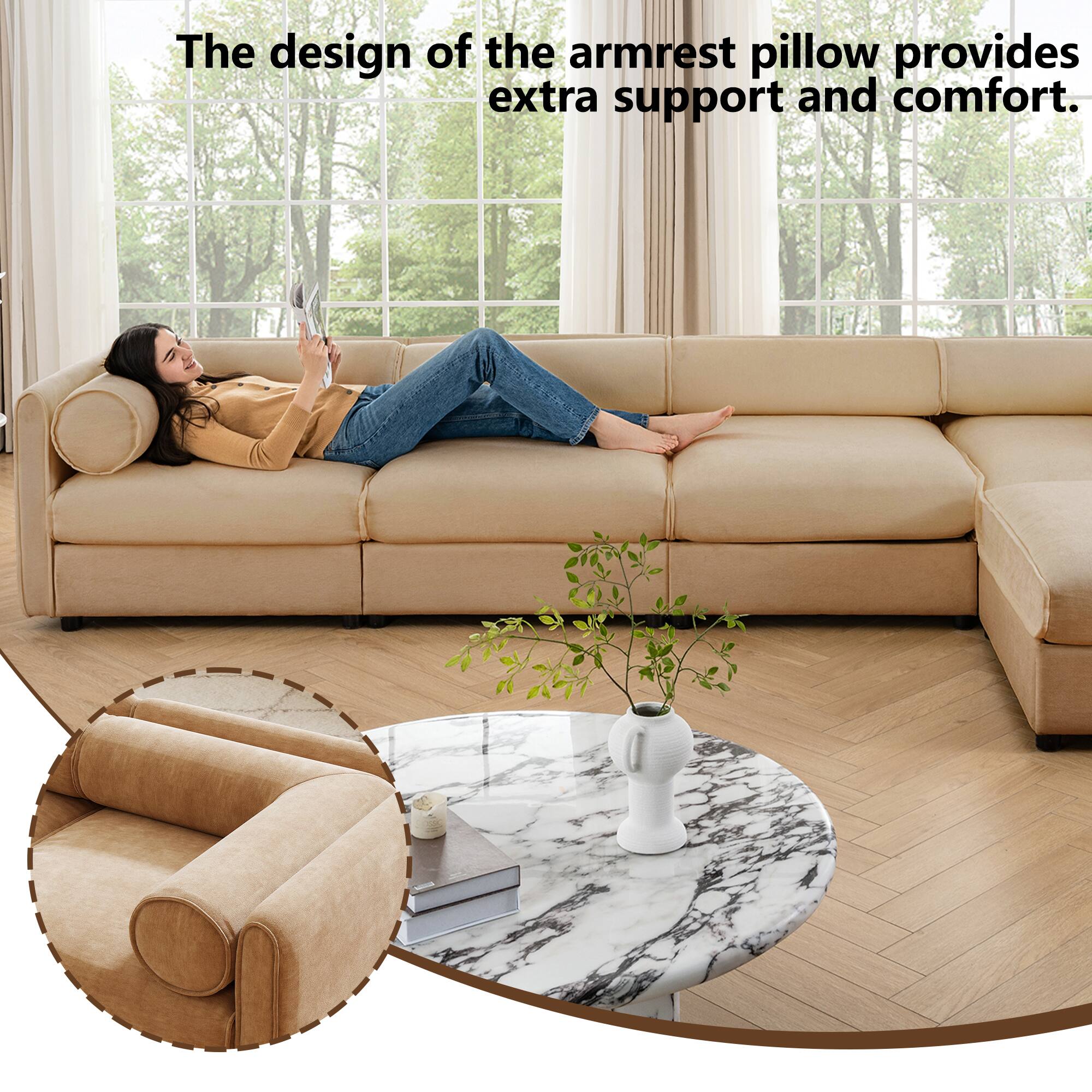 The design of the armrest pillow provides extra support and comfort.