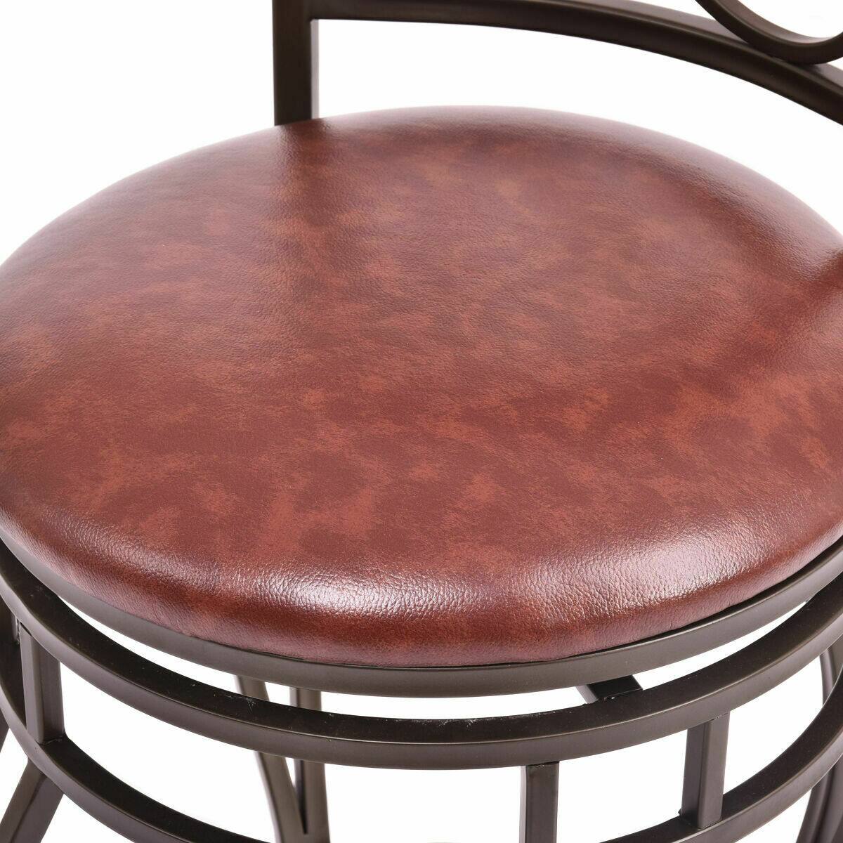 Alt View 7. Gymax - Gymax 2PCS Retro Swivel Bar Stools w/ Padded Seat Home Kitchen Pub Bistro - Cherry + Brown.
