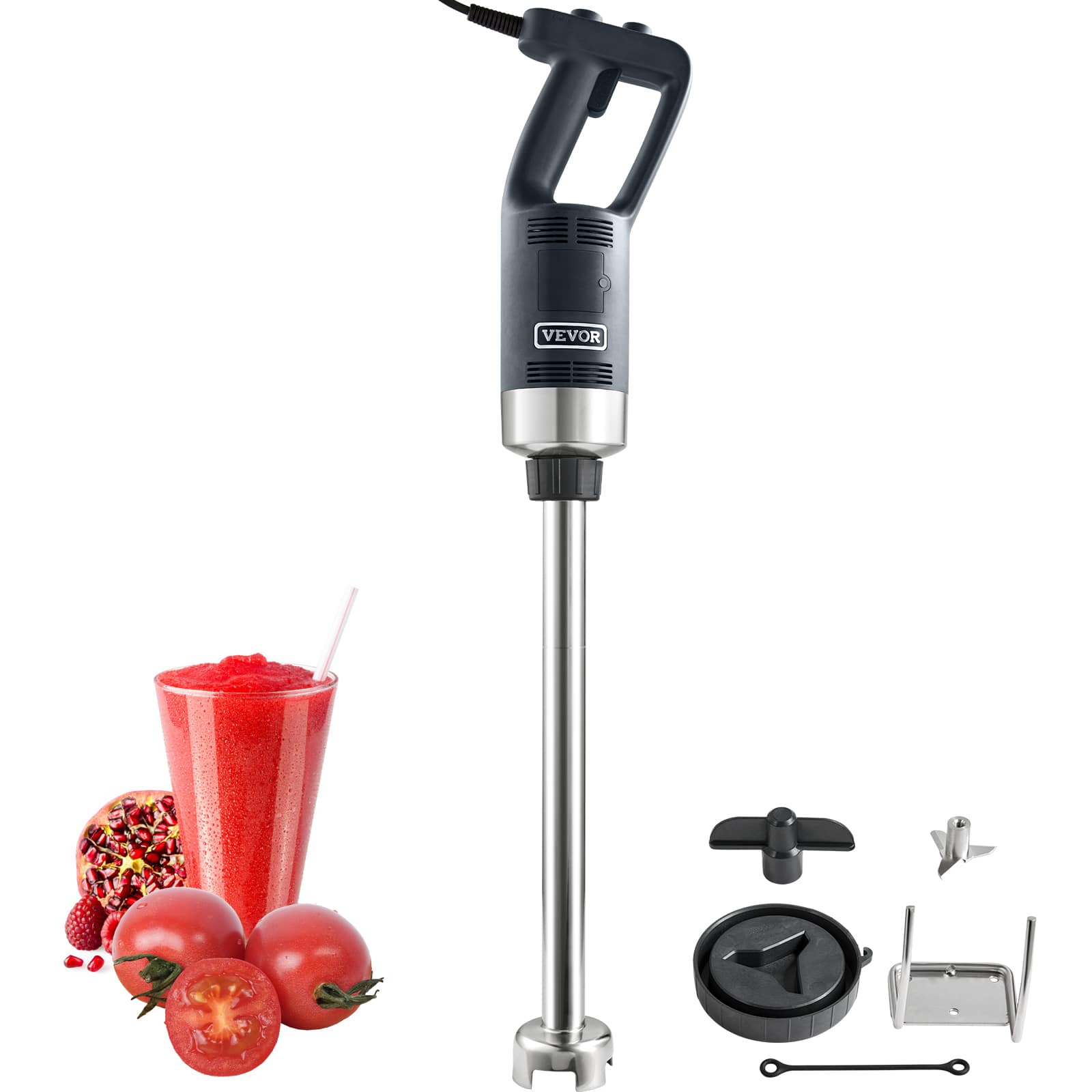 VEVOR - Commercial Immersion Blender, 500 Watt Heavy Duty Hand Mixer, Variable Speed Kitchen Stick Mixer with 304 Stainless - Black