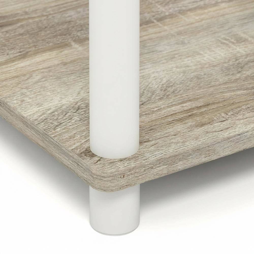Alt View 2. FurniFact - Light Oak 3-Tier End Table with Multi-Level Storage for Bedroom and Living Room - Light Oak/White.