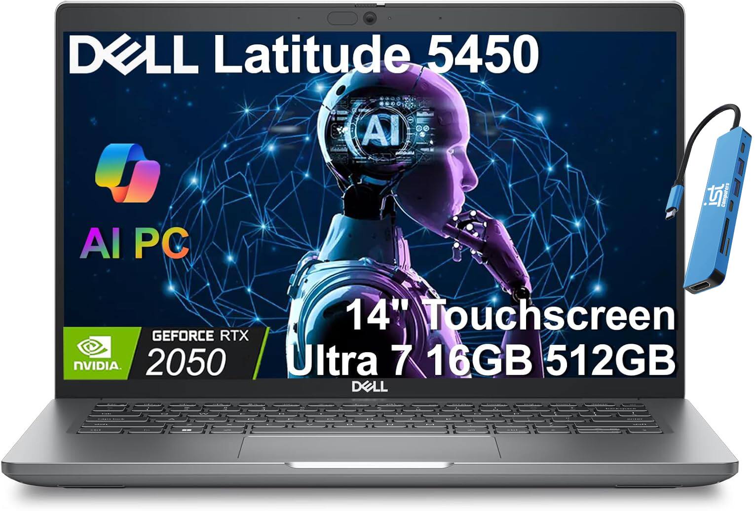 Dell - Latitude 5450 14"FHD Touchscreen Laptop - AI PC - Intel Core Ultra7 - NVIDIA RTX 2050 - 16GB RAM - 512GB SSD - Win 11Pro - Gray