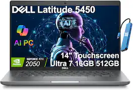 Dell - Upgraded - Latitude 5450 14"FHD Touchscreen AI Business Laptop - Intel Ultra7 - NVIDIA RTX2050 - 16GB RAM - 512GB SSD - Win11Pro - Titans Gray