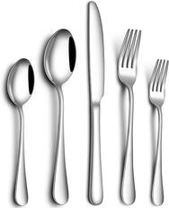 Front. Dazzed Corner - Stainless Steel Cutlery Flatware Set,40 Piece Silverware Set for 8 - Silver.