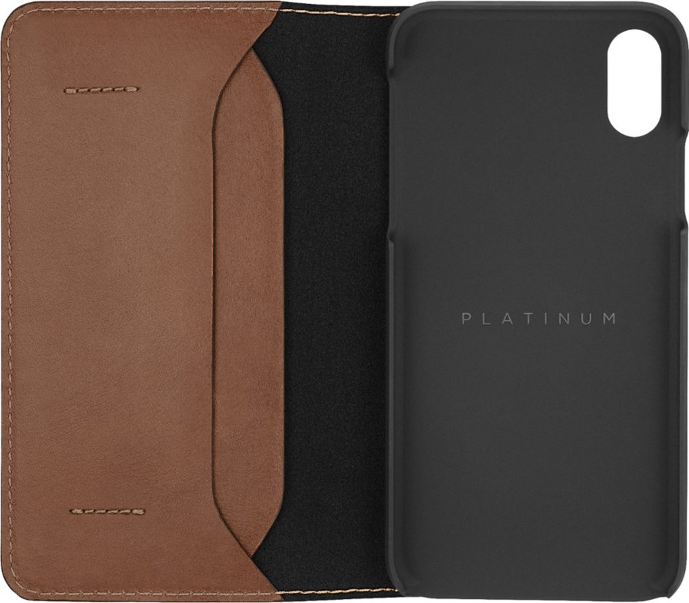 genuine american leather folio case for apple iphone x and xs - bourbon