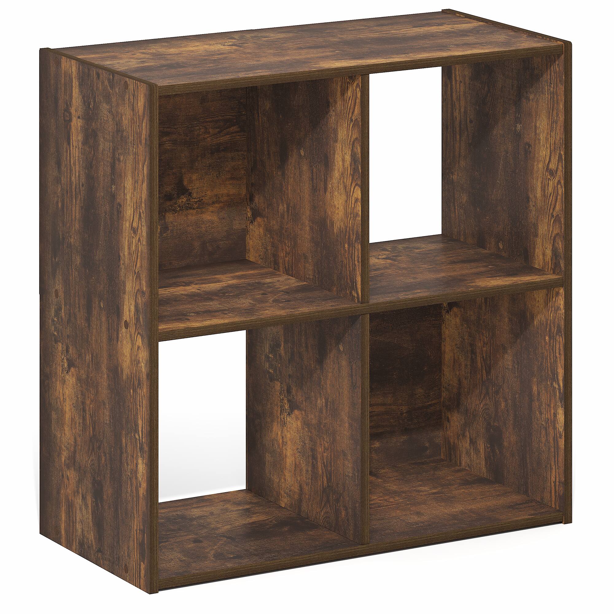 Alt View 5. Furinno - PELLI Book Shelf, 4 Cube Bookshelf, 2 x 2 Storage Organizer Cabinet, 11.6 x 24.2 x 24.2 - Amber Pine.