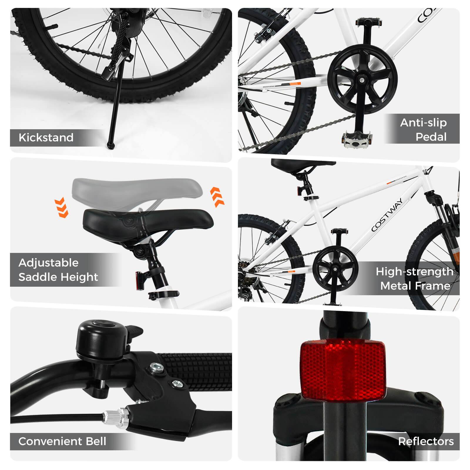- Kickstand
- Anti-slip Pedal
- Adjustable Saddle Height
- High-strength Metal Frame
- Convenient Bell
- Reflectors