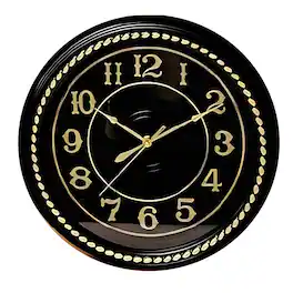 FC Design - 14"H Black & Gold Ornate Modern-Classic Round Wall Clock - Multicolor