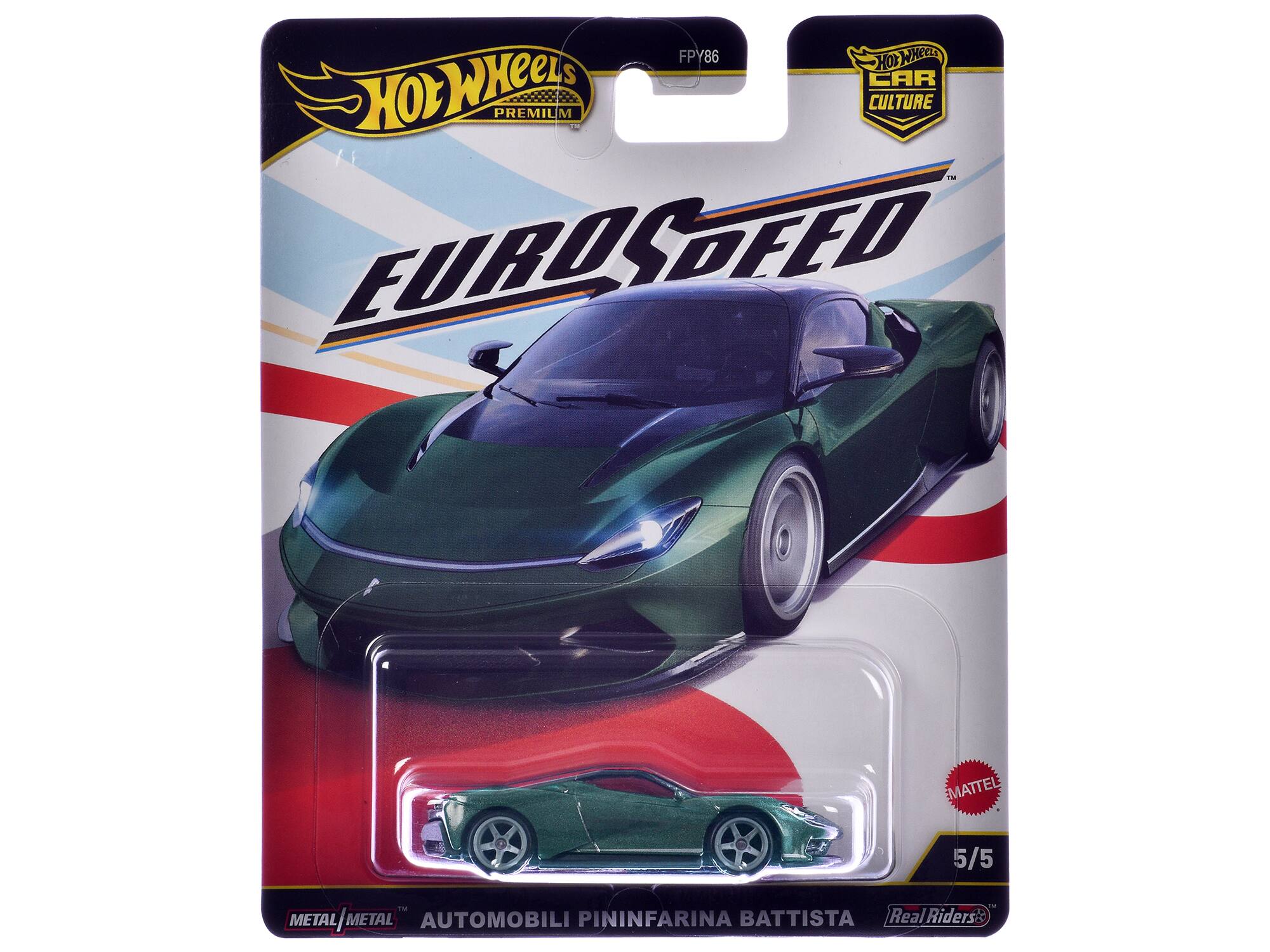 FPY86 HOT WHEELS CAR CULTURE 1M EURO SPEED 5/5 -- 1M METAL/METAL" METAL METAL AUTOMOBILI PININFARINA BATTISTA Real Riders
