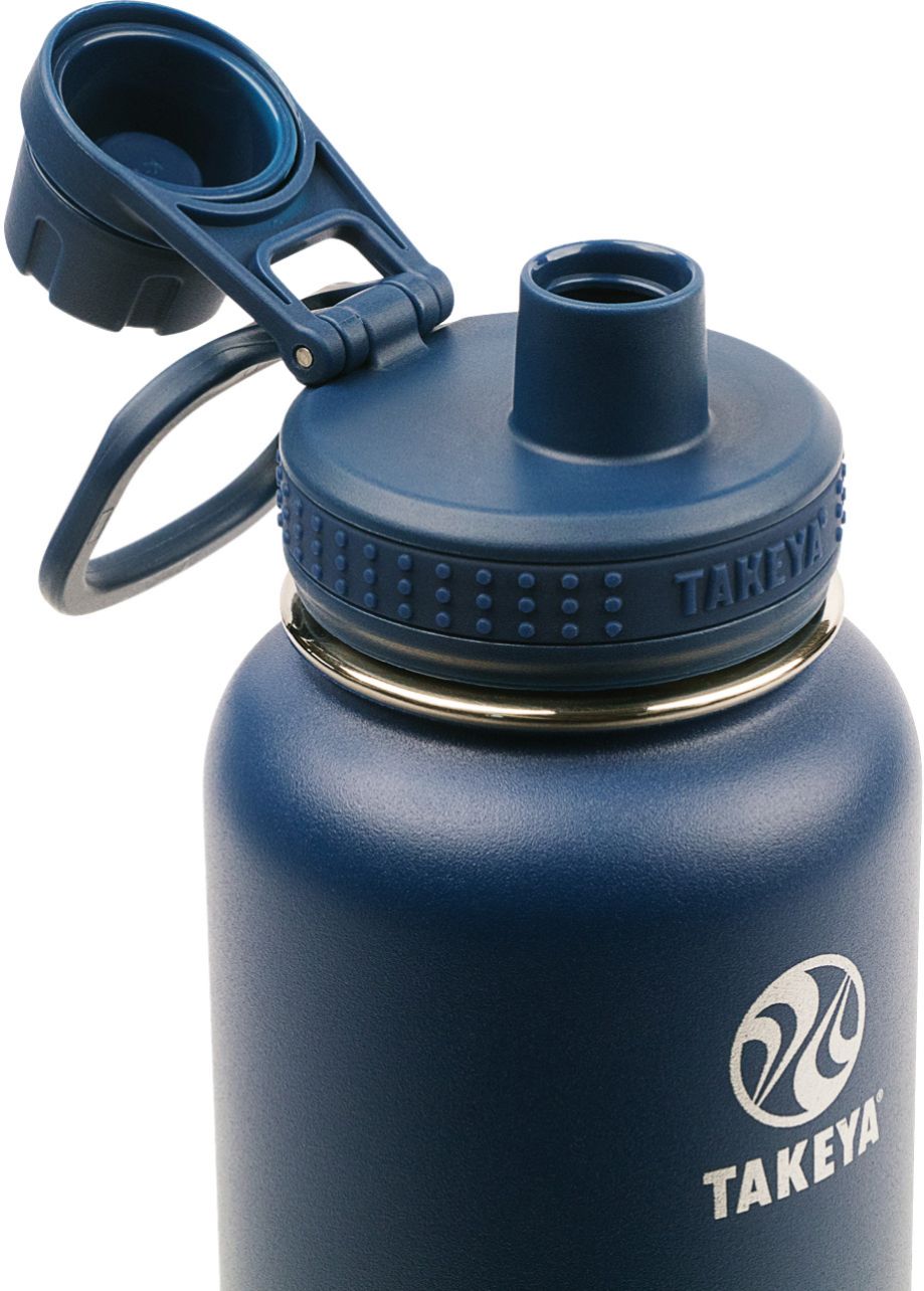 Left View: Takeya - Actives 32oz Spout Bottle - Midnight
