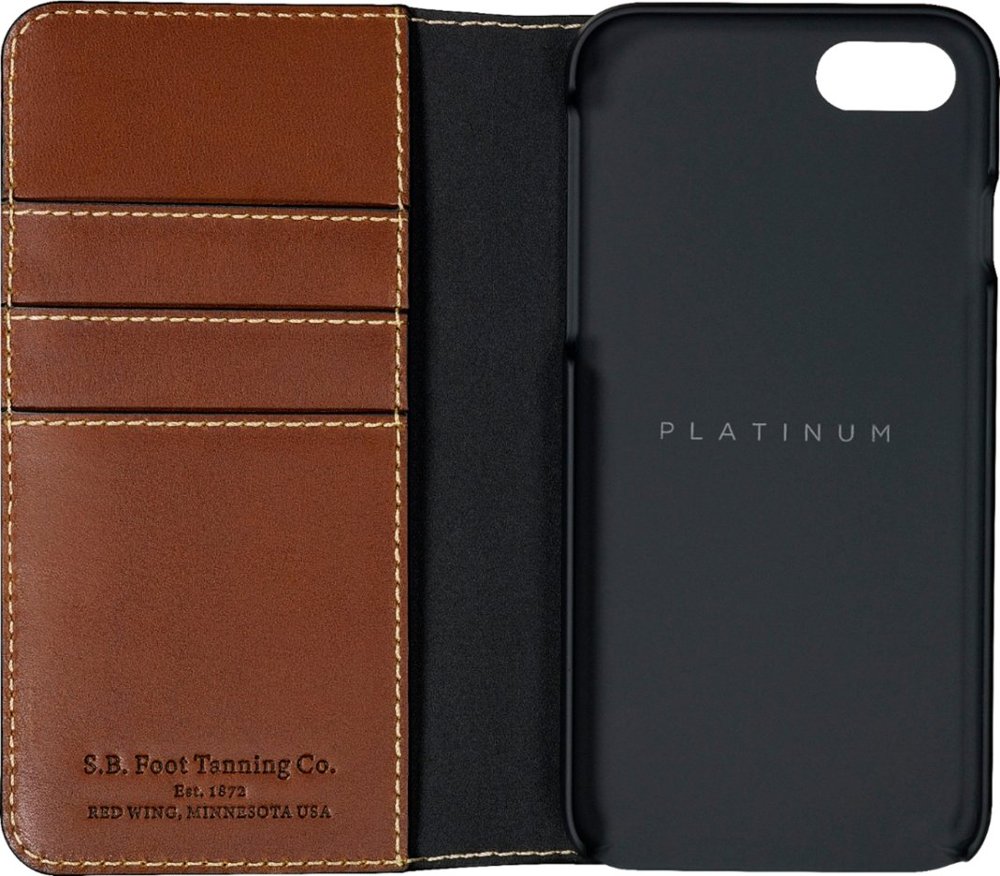 genuine american leather folio case for apple iphone 7 and 8 - bourbon