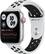Front. Apple - Apple Watch Nike SE (GPS + Cellular) 44mm Silver Aluminum Case with Pure Platinum/Black Nike Sport Band - Silver.