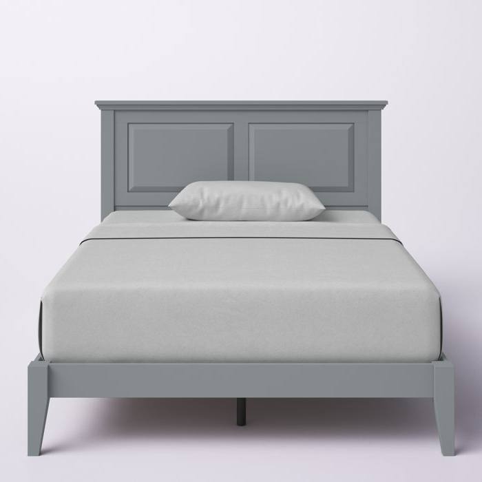Angle. Hivvago - Hivvago Full Traditional Solid Oak Wooden Platform Bed Frame with Headboard - Grey.