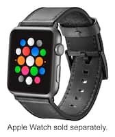 Platinum™ - Leather Watch Strap for Apple Watch™ 42mm and 44mm - Black - Angle_Zoom