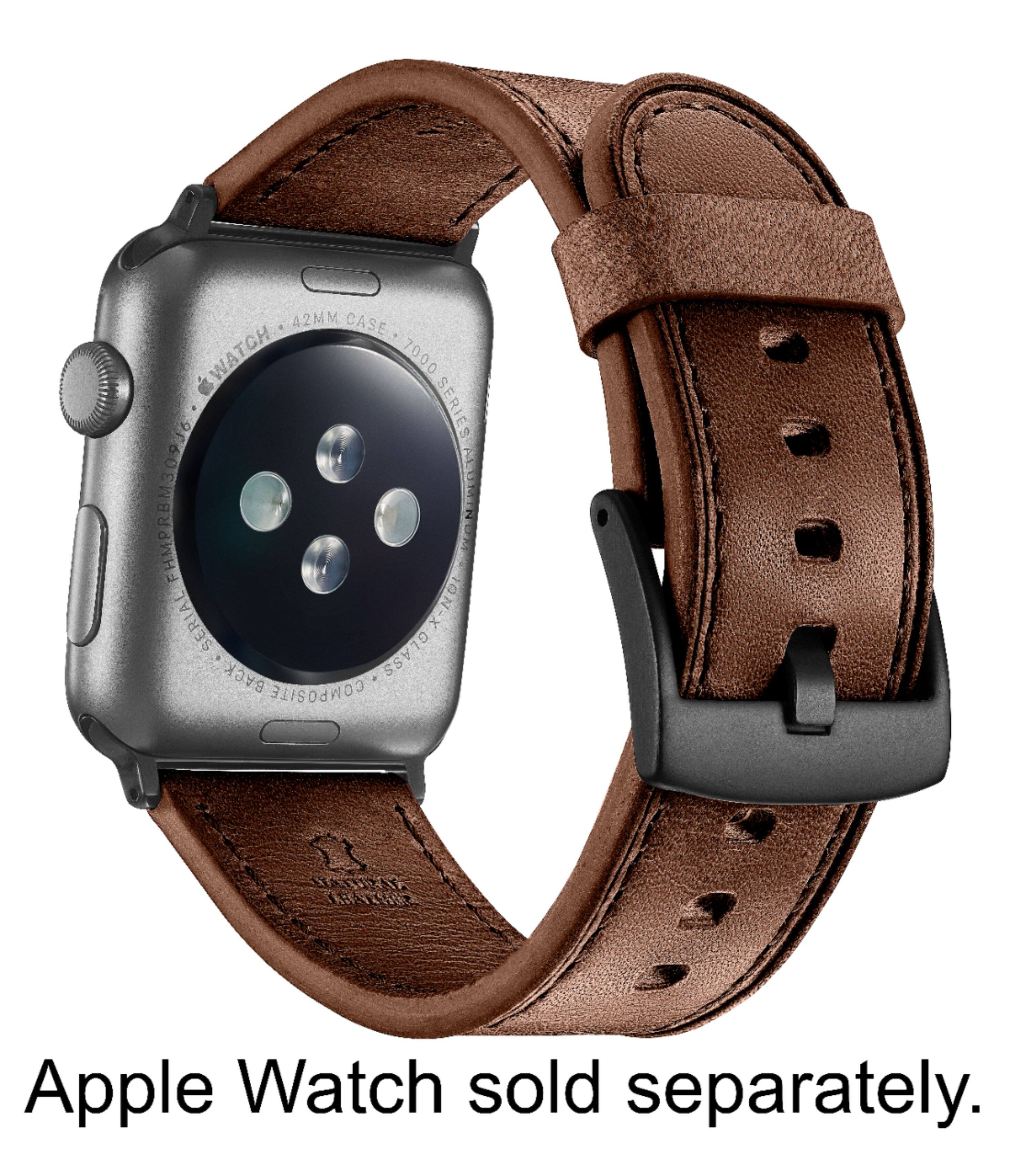 Best Buy Platinum™ Leather Watch Band for Apple Watch 42mm, 44mm