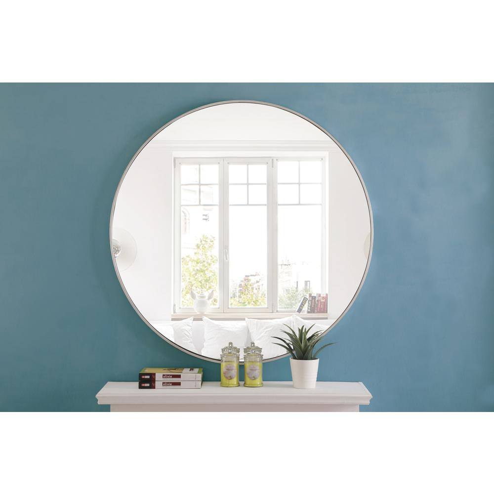 Alt View 3. Elegant Decor - Metal frame Round Mirror 42 inch Silver finish - Silver.