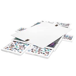 Jumbl - 1000-Piece Puzzle Board - 23 x 31" Wooden Puzzle Board with Felt Surface & 6 Drawers - White