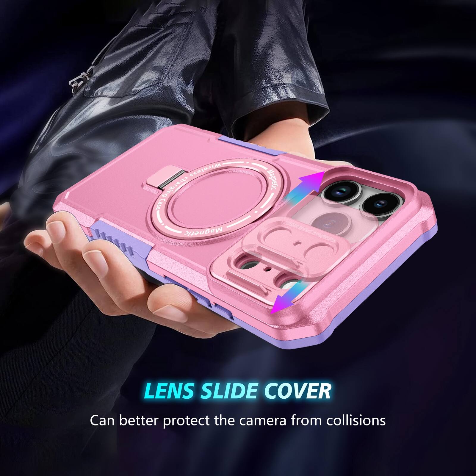 Wireless charging case Magnetic 1 Magnetic LENS SLIDE COVER Can better protect the camera from collisions
