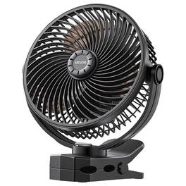 VEVOR - Portable Clip Fan, Rechargeable Clip On Fan, USB Port with 3 Speeds & Circulation Mode, Strong Airflow Sturdy Clamp - Black