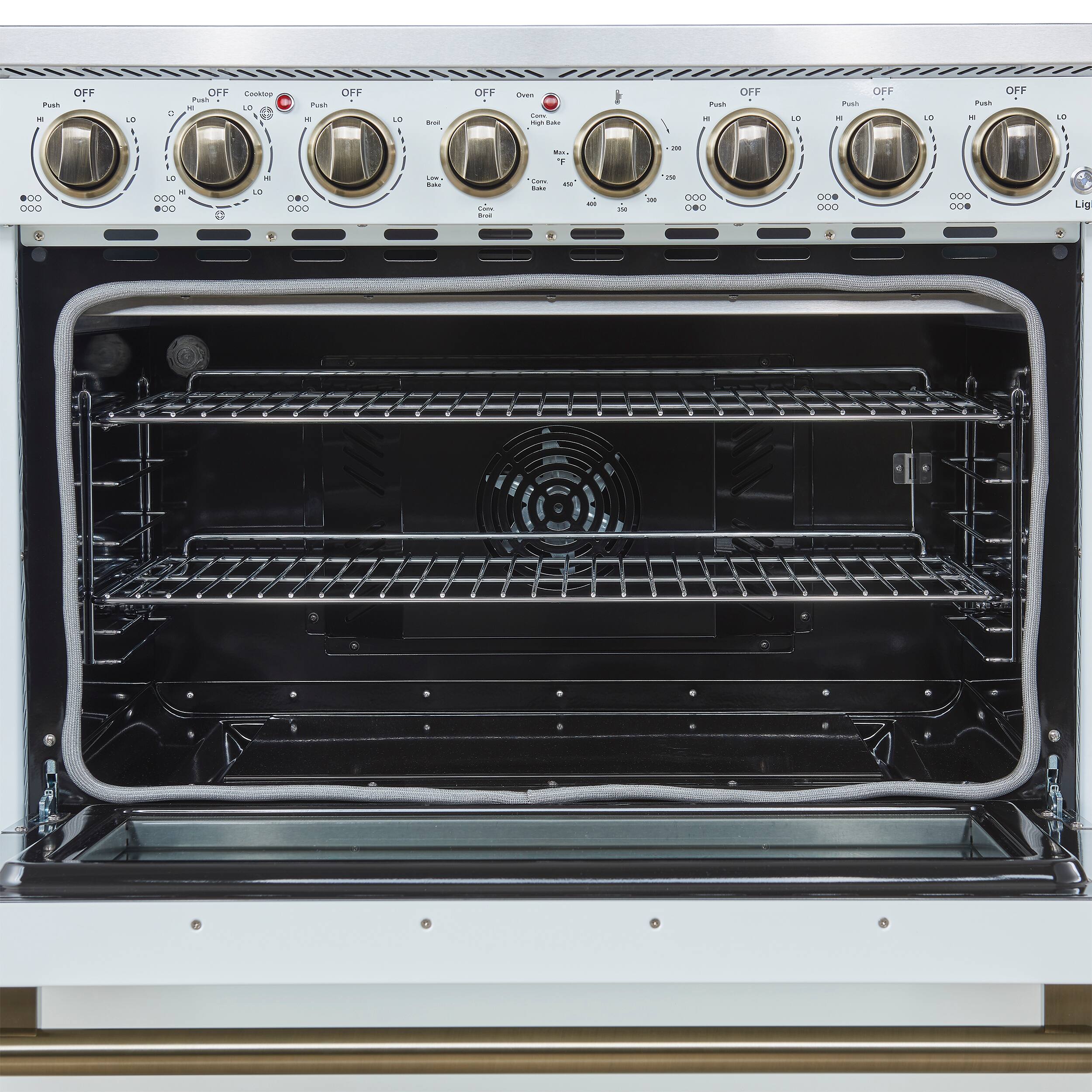 Push - OFF, Cooktop - OFF, Oven - OFF, Low - L, Medium - M, High - H, Best - B, Bake - B, Broil - B, Convect - C, Warm - W, Light - L
