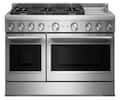 KitchenAid - 48 in. Wide 6 burner 6 Burner Commercial-Dual Fuel Range with Griddle - Stainless Steel
