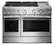 Front. KitchenAid - 48 in. Wide 6 burner 6 Burner Commercial-Dual Fuel Range with Griddle - Stainless Steel.