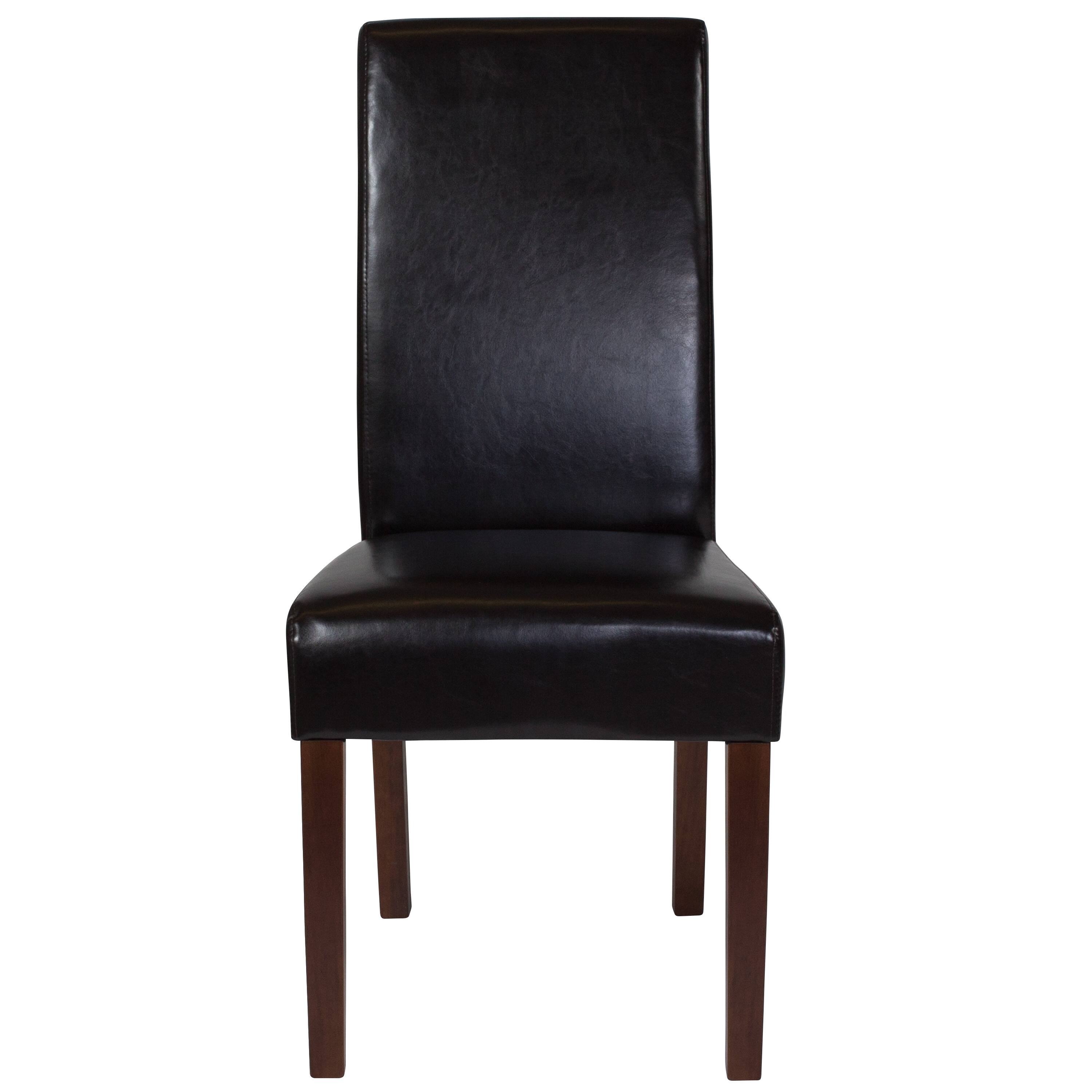 Alt View 8. Emma + Oliver - Mid-Century Parsons Chair and Hardwood Frame for Kitchen, Dining Room & More - Brown Faux Leather.