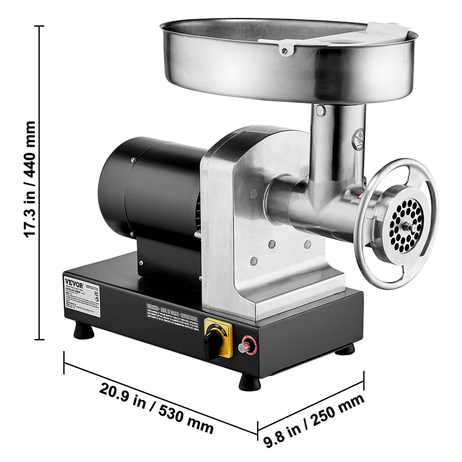 - 17.3 in / 440 mm
- 20.9 in / 530 mm
- 9.8 in / 250 mm