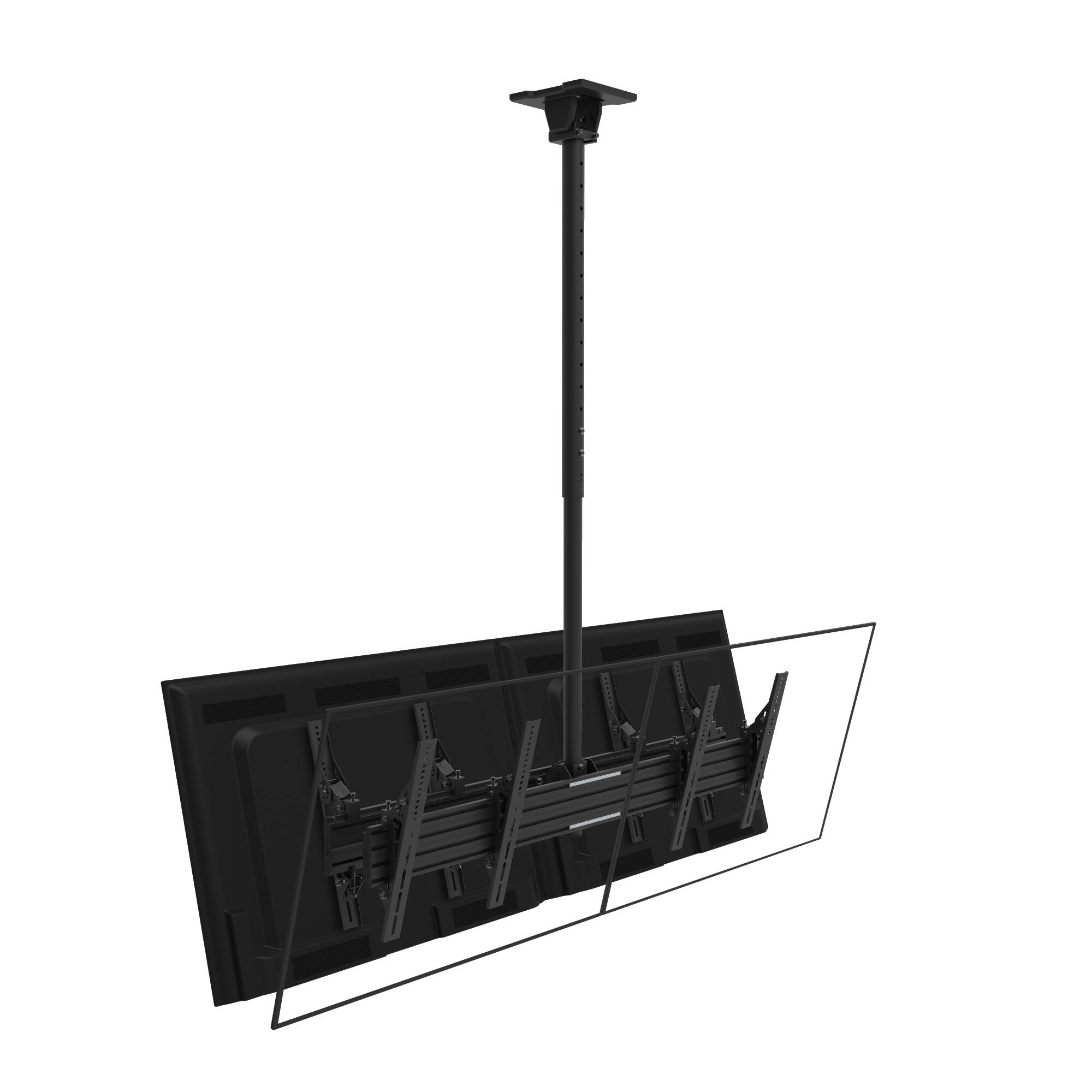 Angle. Kanto - Back-to-Back Quad Screen TV Ceiling Mount for Four 40” to 45” TVs - Black.