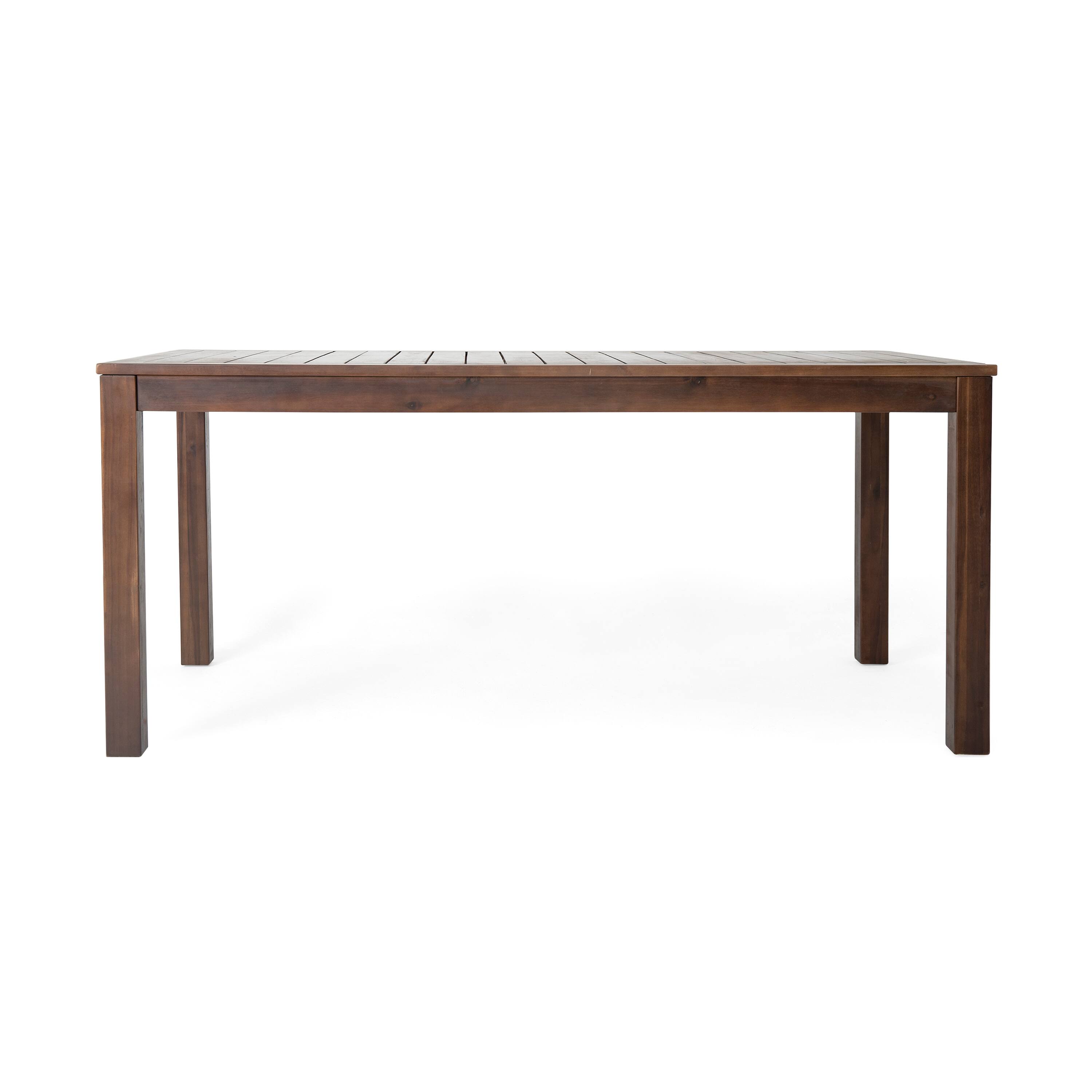 Angle. Mondawe - 69"L Acacia Wood Outdoor Dining Table - Dark Brown.