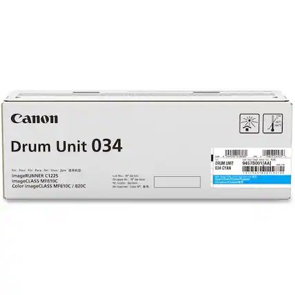 Canon
Drum Unit 034
For: Pour: Für: Para: Per: Voor: 画像RUNNER C1225
imageCLASS MF810C
Color imageCLASS MF810C / 820C
Lot No.: N de lot: Gruppe Nr. N de lote: Serienr: Lote N.
94578001 (AA)
DRUM UNIT 034 CYAN
94578001 (AA)
Cyan/Cian/Ciano/Cyan/ Cyan/Ciano/Cyan/ Cyan/Ciano/ Cyan/
EAN 13: 9794578001222A