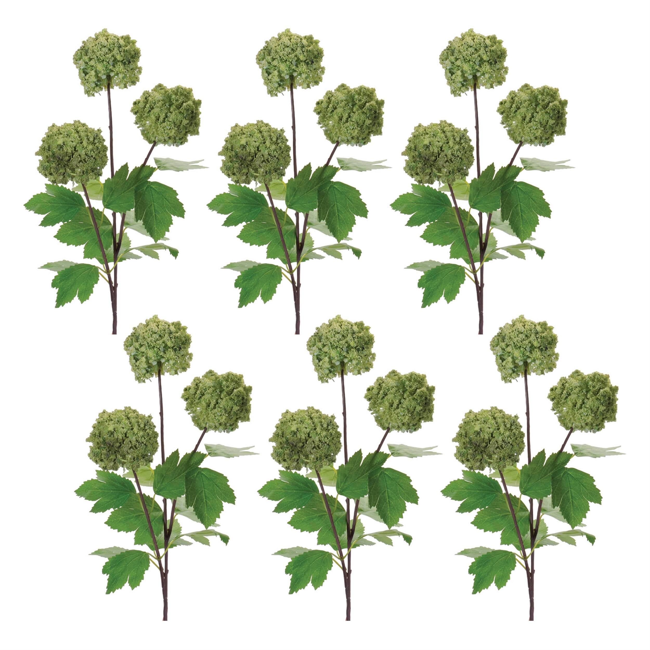 Left. BreeBe - Snowball Floral Spray (Set of 6) - Green.