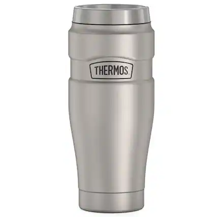 Front. Thermos - 16-Ounce Stainless King Vacuum-Insulated Stainless Steel Travel Tumbler - Matte Steel.