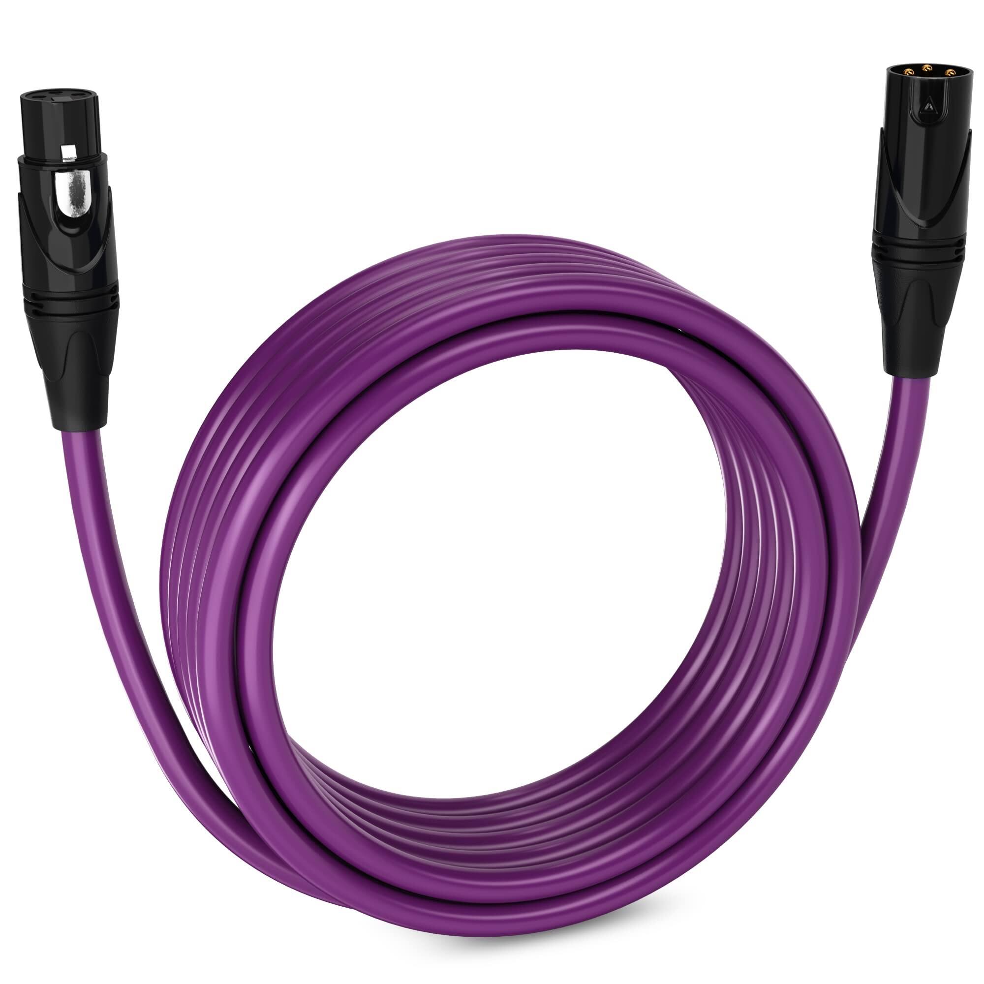 Front. Lyxpro - 20 ft Balanced XLR Cable, Male to Female, 3 Pin Microphone Cable - Purple.