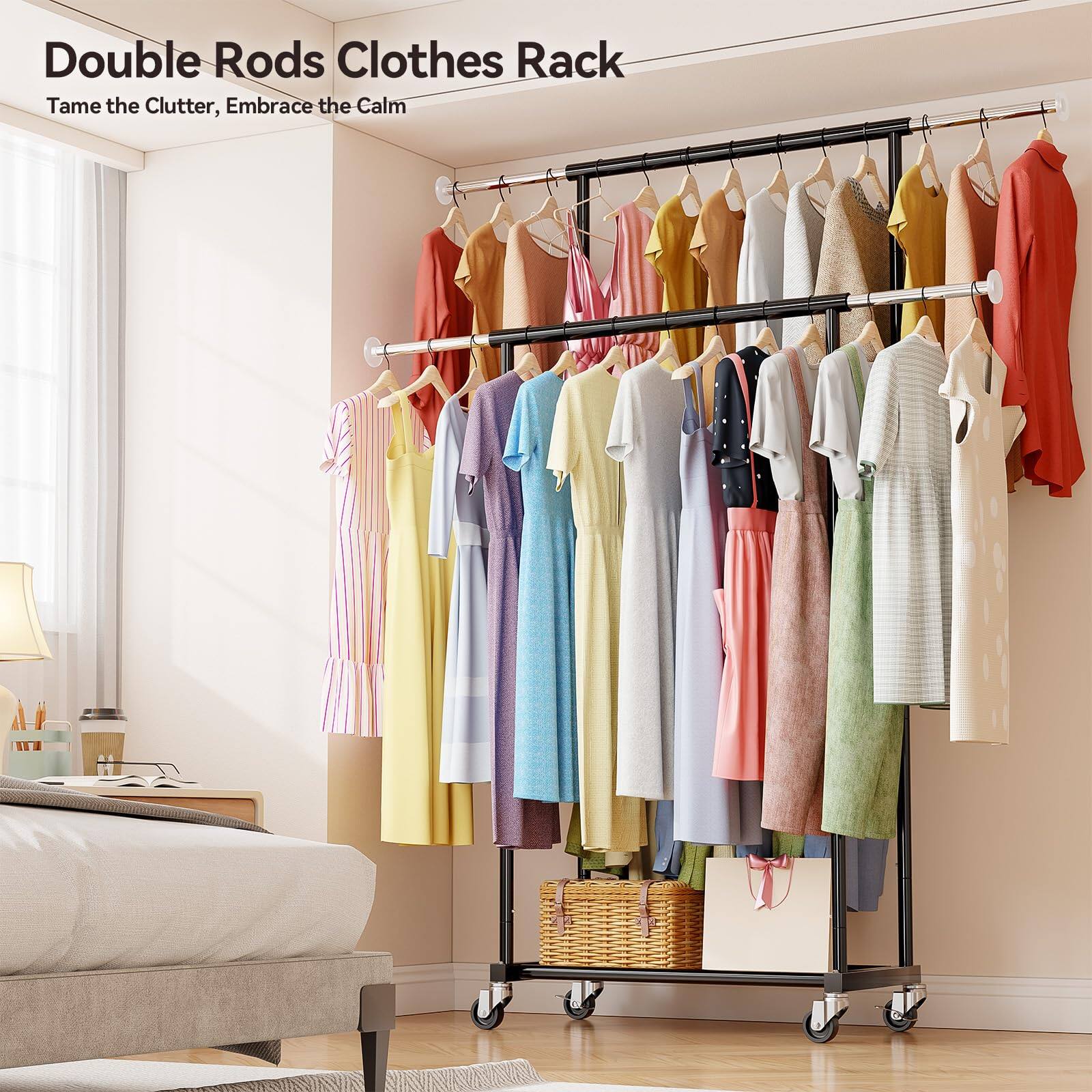 Double Rods Clothes Rack  
Tame the Clutter, Embrace the Calm