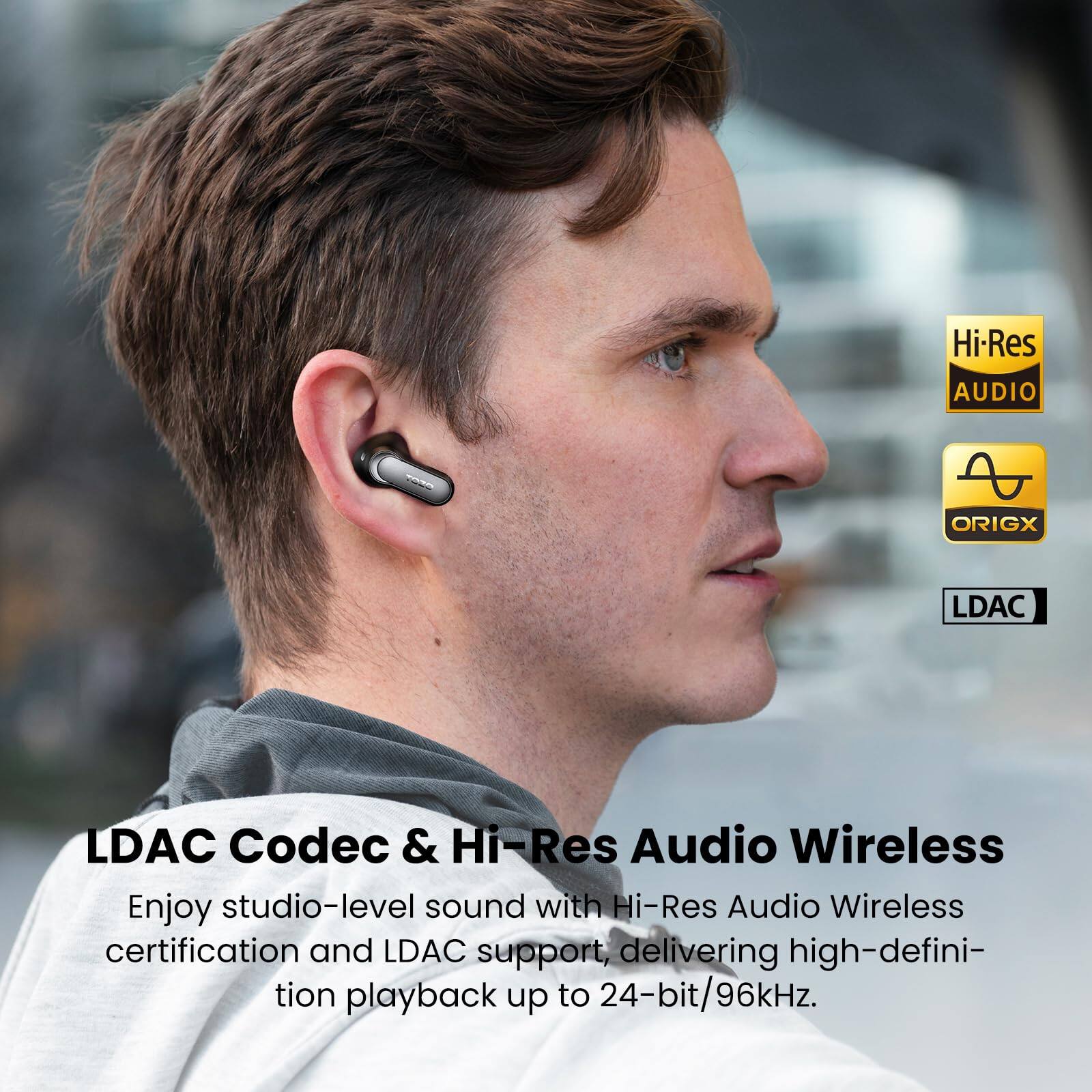 LDAC Codec & Hi-Res Audio Wireless

Enjoy studio-level sound with Hi-Res Audio Wireless certification and LDAC support, delivering high-definition playback up to 24-bit/96kHz.