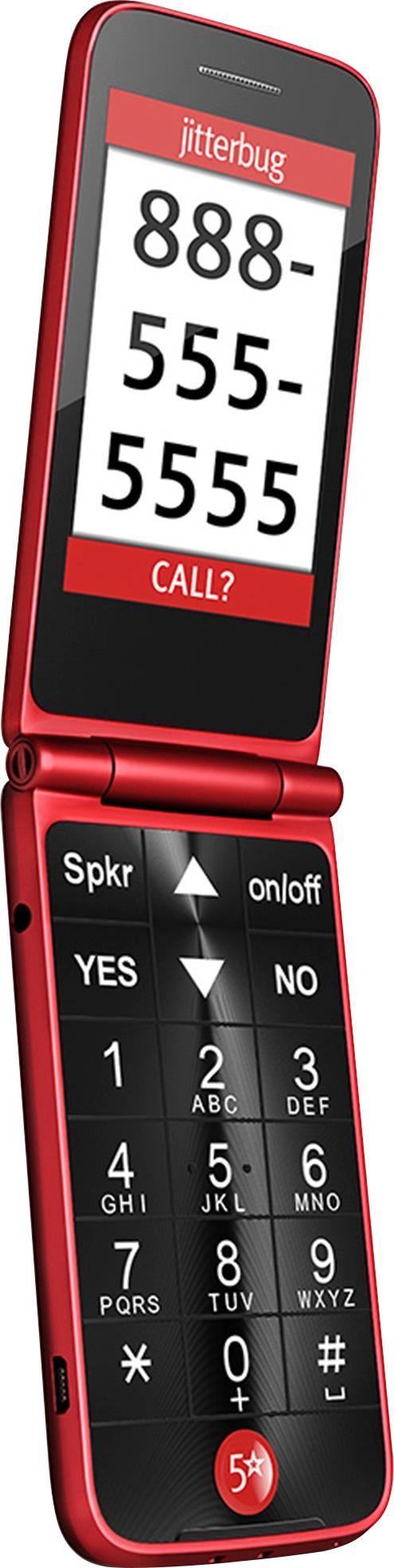 Angle View: Jitterbug 4043SJ6RED Flip Easy-to-Use 4G Prepaid Cell Phone for Seniors Red