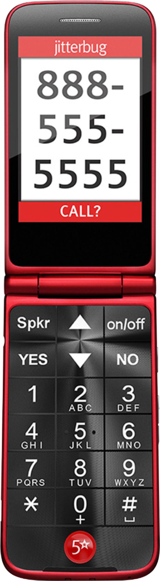 GreatCall - GreatCall Flip Prepaid Cell Phone for Seniors - Red