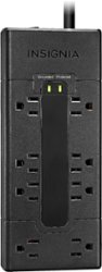 Insignia™ - 8 Outlet 600 Joules Surge Protector Strip - Black - Front_Zoom