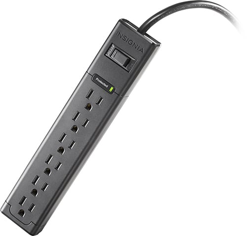 Insignia™ - 6-Outlet Surge Protector Strip - Gray-Front_Standard
