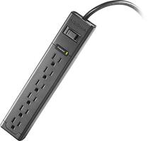 Insignia™ - 6-Outlet Surge Protector Strip - Black - Front_Standard