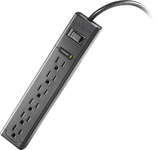 Front Zoom. Insignia™ - 6-Outlet Surge Protector Strip - Black.