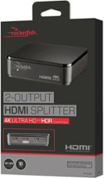 Rocketfish™ - 2-Output HDMI Splitter with 4K at 60Hz and HDR Pass-Through - Black - Angle_Zoom